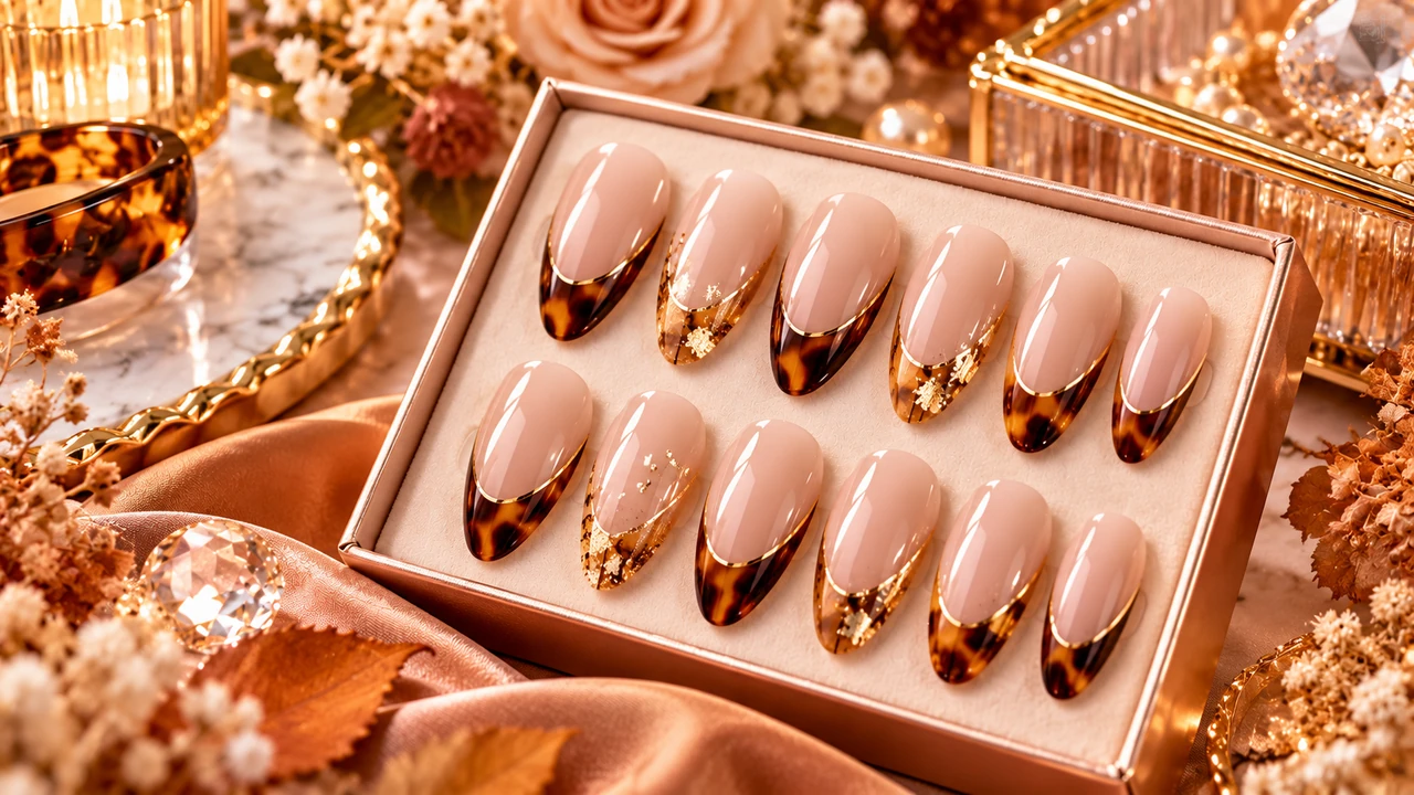 Illustrative image: Tortoiseshell French Nail Wraps – Autumn Neutral Style