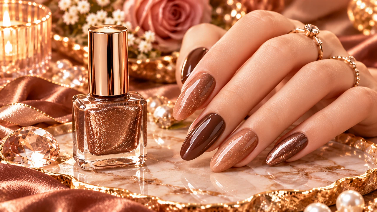 Illustrative image: Chocolate Glazed Donut Nail Kit – Glossy Brown Shimmer